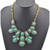 vintage style bronze alloy resin gem clear rhinestone flower choker necklace N-0298