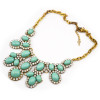 vintage style bronze alloy resin gem clear rhinestone flower choker necklace N-0298