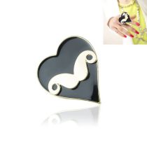 fashion Style gold  plated black enamel heart  mustache ring adjustable R-0823