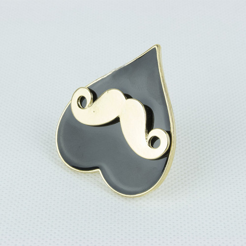 fashion Style gold  plated black enamel heart  mustache ring adjustable R-0823
