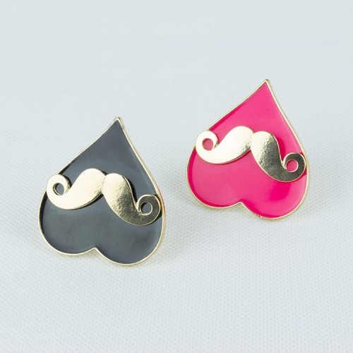 fashion Style gold  plated black enamel heart  mustache ring adjustable R-0823