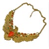 Fashion European Style Charming Resin Gem Rhinestone Open Wing Eagle Choker Necklace N-3402