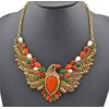 Fashion European Style Charming Resin Gem Rhinestone Open Wing Eagle Choker Necklace N-3402