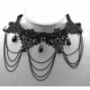 New Fashion Gothic Black Hollow Out Lace Flower Drop Tassel Collor  Necklace N-1582