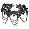 New Fashion Gothic Black Hollow Out Lace Flower Drop Tassel Collor  Necklace N-1582