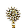 P-0063-B European vintage Gold metal Rhinestone faux pearl sunflower tassels Collar Brooch Pin
