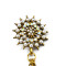 P-0063-B European vintage Gold metal Rhinestone faux pearl sunflower tassels Collar Brooch Pin