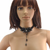New European Style Fashion Gothic Black Lace crystal Flower Drop Tassel Collor Necklace N-1586
