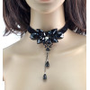 New European Style Fashion Gothic Black Lace crystal Flower Drop Tassel Collor  Necklace N-1586