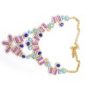 Fashion Charming European Resin Drop Oblong Rhinestone Gem Flower Choker Necklace N-0302