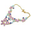 Fashion Charming European Resin Drop Oblong Rhinestone Gem Flower Choker Necklace N-0302