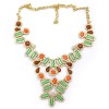 Fashion Charming European Resin Drop Oblong Rhinestone Gem Flower Choker Necklace N-0302