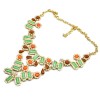Fashion Charming European Resin Drop Oblong Rhinestone Gem Flower Choker Necklace N-0302