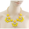 European  Gold Plated Alloy Resin Gem Rhinestone  Flower Drop Choker Statement Necklace N-3002