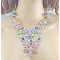 Fashion Charming European Resin Drop Oblong Rhinestone Gem Flower Choker Necklace N-0302