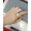European Vintage Style Vintage Gold Sunflower Zircon Ring Size Adjustable