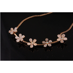 New Korean Style Fashion Charming Golden Metal Rhinestone Lovely Small Flowers Choker Necklace Bracelet Set S-0068