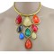 New European Style Vintage Gold Plated Alloy Acrylic Drop Pendant Collar Necklace N-0800