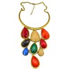 New European Style Vintage Gold Plated Alloy Acrylic Drop Pendant Collar Necklace N-0800