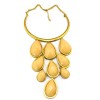 New European Style Vintage Gold Plated Alloy Acrylic Drop Pendant Collar Necklace N-0800