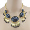 European Style Golden Resin Gem Drop Leaves Pendant Collar Necklace N-3004