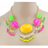 European Style Golden Resin Gem Drop Leaves Pendant Collar Necklace N-3004