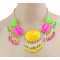 European Style Golden Resin Gem Drop Leaves Pendant Collar Necklace N-3004