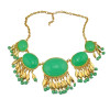 European Style Golden Resin Gem Drop Leaves Pendant Collar Necklace N-3004