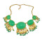 European Style Golden Resin Gem Drop Leaves Pendant Collar Necklace N-3004