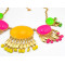 European Style Golden Resin Gem Drop Leaves Pendant Collar Necklace N-3004