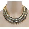 New Fashion Charming European Golden Metal Resin Gem Ribbon Link Choker Necklace N-1589