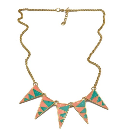 New Arrival Gold Plated Alloy Enamel Triangle Choker Necklace N-4607