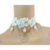 New Gothic white Lace pearl Drop lucky clouds flower leaves multilayer Tassel Collor  Necklace N-1593