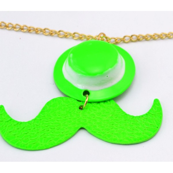 New Korea Style gold plated long chain enamel mustache hat pendant  NecklaceN-3007