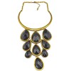New European Style Vintage Gold Plated Alloy Acrylic Drop Pendant Collar Necklace N-0800