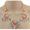 New European Vintage Style Gold Plated Alloy Resin Crysal Flower Choker Necklace N-3008