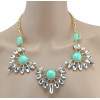 New European Vintage Style Gold Plated Alloy Resin Crysal Flower Choker Necklace N-3008