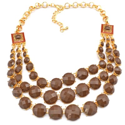 New European gold plated alloy enamel square rhinestone multilayer resin gem  Choker Necklace N-3010