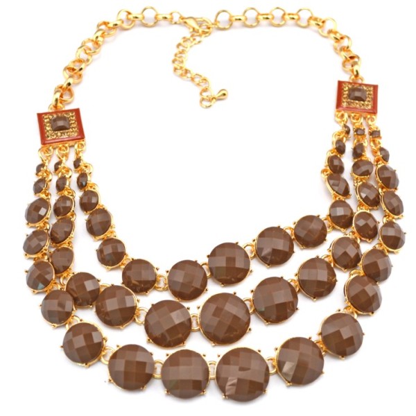 New European gold plated alloy enamel square rhinestone multilayer resin gem  Choker Necklace N-3010
