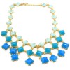 New European gold plated alloy  geometry Square resin candy gem  Choker Necklace 4colors N-3009