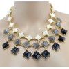New European gold plated alloy  geometry Square resin candy gem  Choker Necklace 4colors N-3009