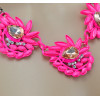 New European Style gun black Chain rhinestone resin leaves flower drop crystal choker Necklace N-3012