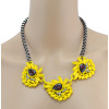 New European Style gun black Chain rhinestone resin leaves flower drop crystal choker Necklace N-3012