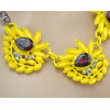 New European Style gun black Chain rhinestone resin leaves flower drop crystal choker Necklace N-3012