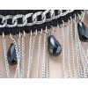 Gothic Black Ribbon choker chain silver/gold metal tassels choker acrylic drop Necklace adjustable N-1607