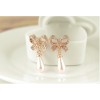 New Fashion Korean Style Gold Plated Boweknot Rhinestone Pearl Drop Ear Stud Earrings E-1686
