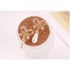 New Fashion Korean Style Gold Plated Boweknot Rhinestone Pearl Drop Ear Stud Earrings E-1686