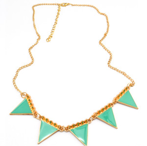 European gold plated alloy rivets triangle pendant necklace adjustable N-4857