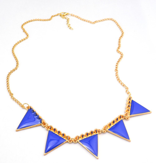European gold plated alloy rivets triangle pendant necklace adjustable N-4857