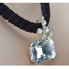 New Fashion Gold Plated Ribbon Chain Clear Green Grey Crystal Choker Necklace N-3016